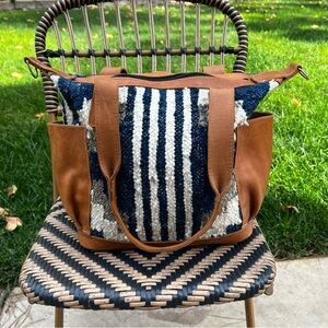 Humble Hilo Convertible Everyday Bag Leather and Wool Navy Gray Brown Backpack